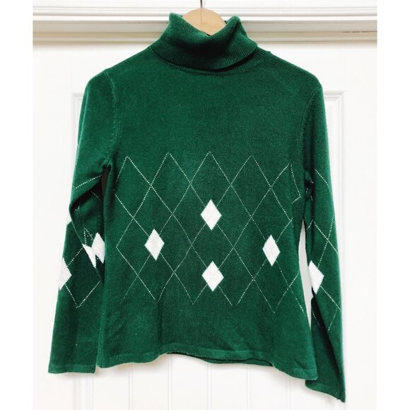 1990s Turtleneck Sweater, Size Small Argyle Sweater - Picture 3 of 10